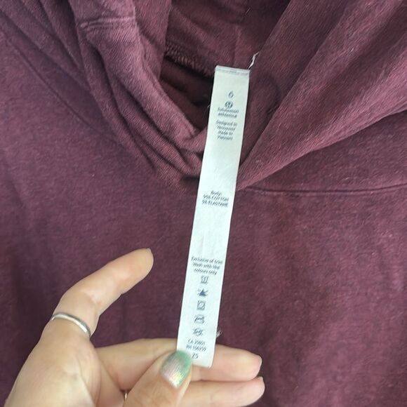 Lululemon Stress Less Hoodie
Heathered Bordeaux Drama size 6 (small) $98 msrp - Picture 5 of 7